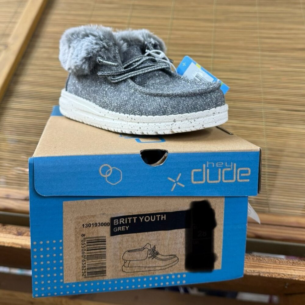 NWT Kids Hey Dude Booties - Britt Youth Grey!!